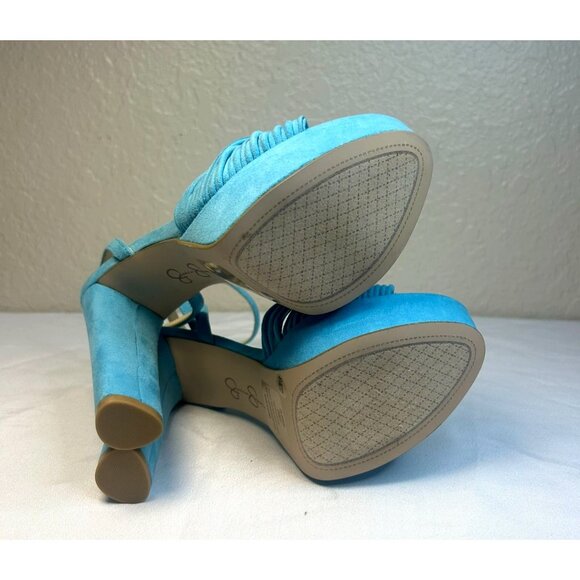 Jessica Simpson Platform Pumps Block Heel Ankle Strap Size 6.5 Nevada Blue - Picture 7 of 11